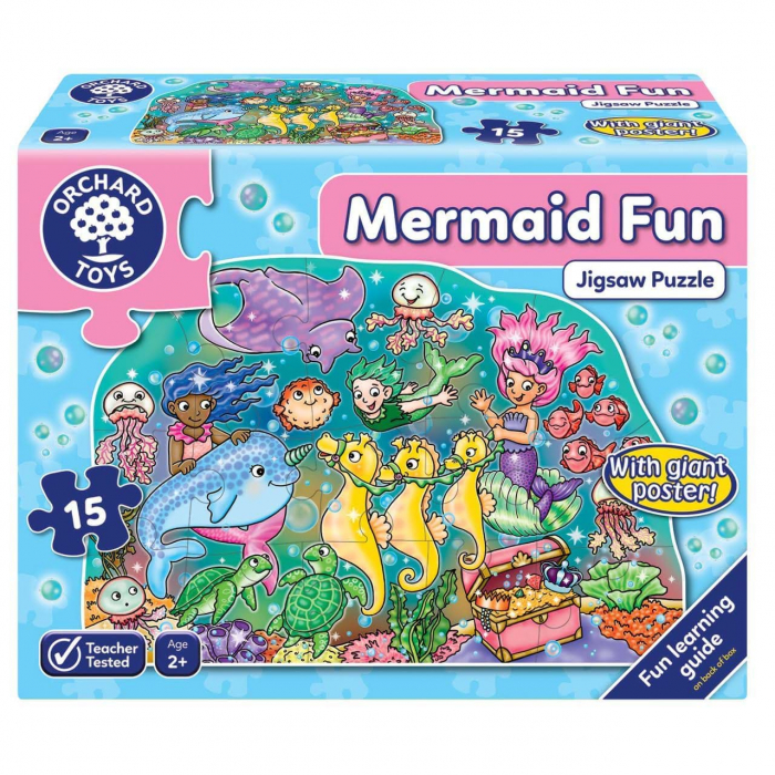 Puzzle de podea, Distractia Sirenelor, 15 piese mari, MERMAID FUN PUZZLE, Orchard Toys [1]