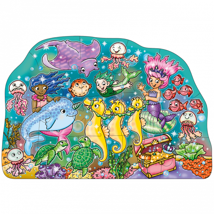 Puzzle de podea, Distractia Sirenelor, 15 piese mari, MERMAID FUN PUZZLE, Orchard Toys [3]