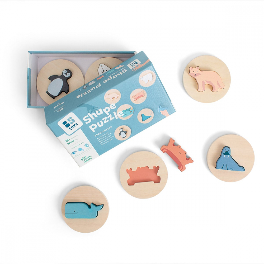 Puzzle de potrivire a formelor, Animale polare, 1-5 ani [5]