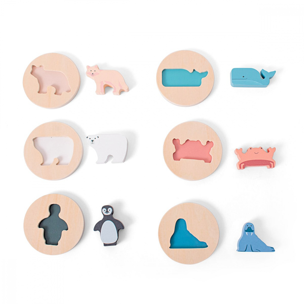 Puzzle de potrivire a formelor, Animale polare, 1-5 ani [4]