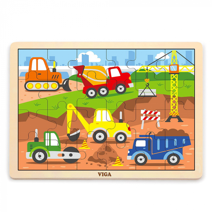 Puzzle din lemn 24 buc., utilaje de constructii, 2-5 ani [2]