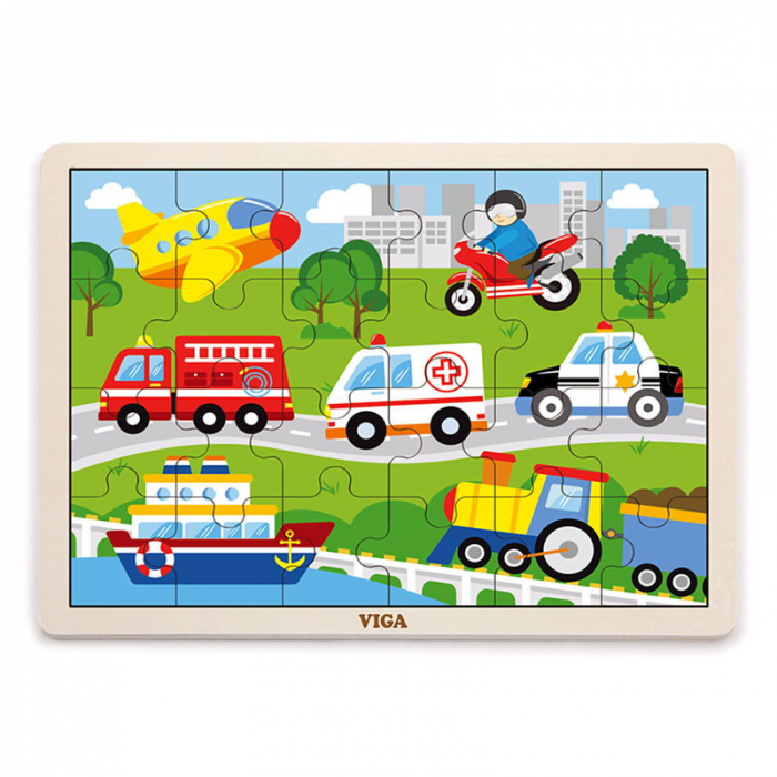 Puzzle din lemn 24 piese Vehicule [1]