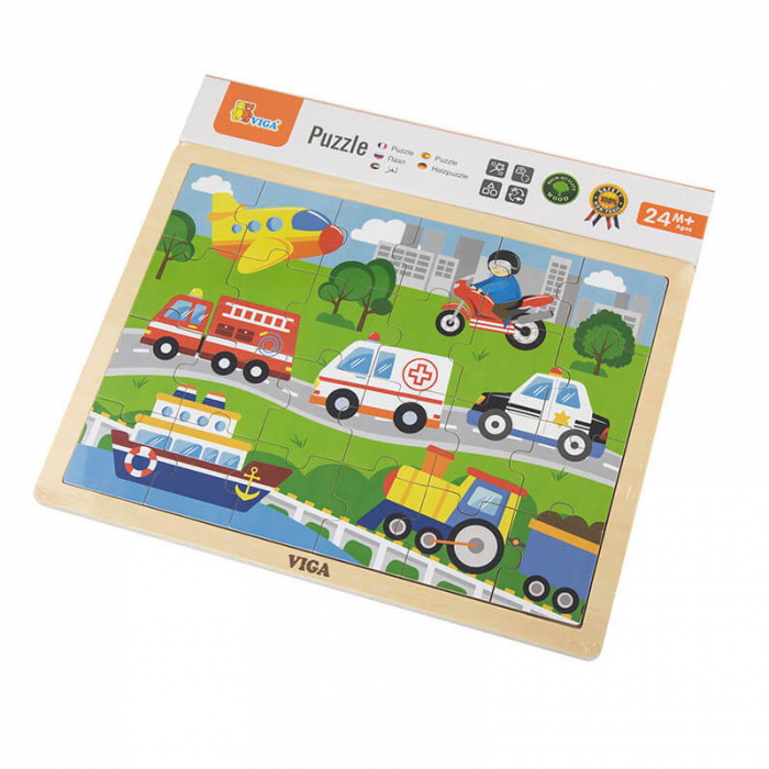 Puzzle din lemn 24 piese Vehicule [2]