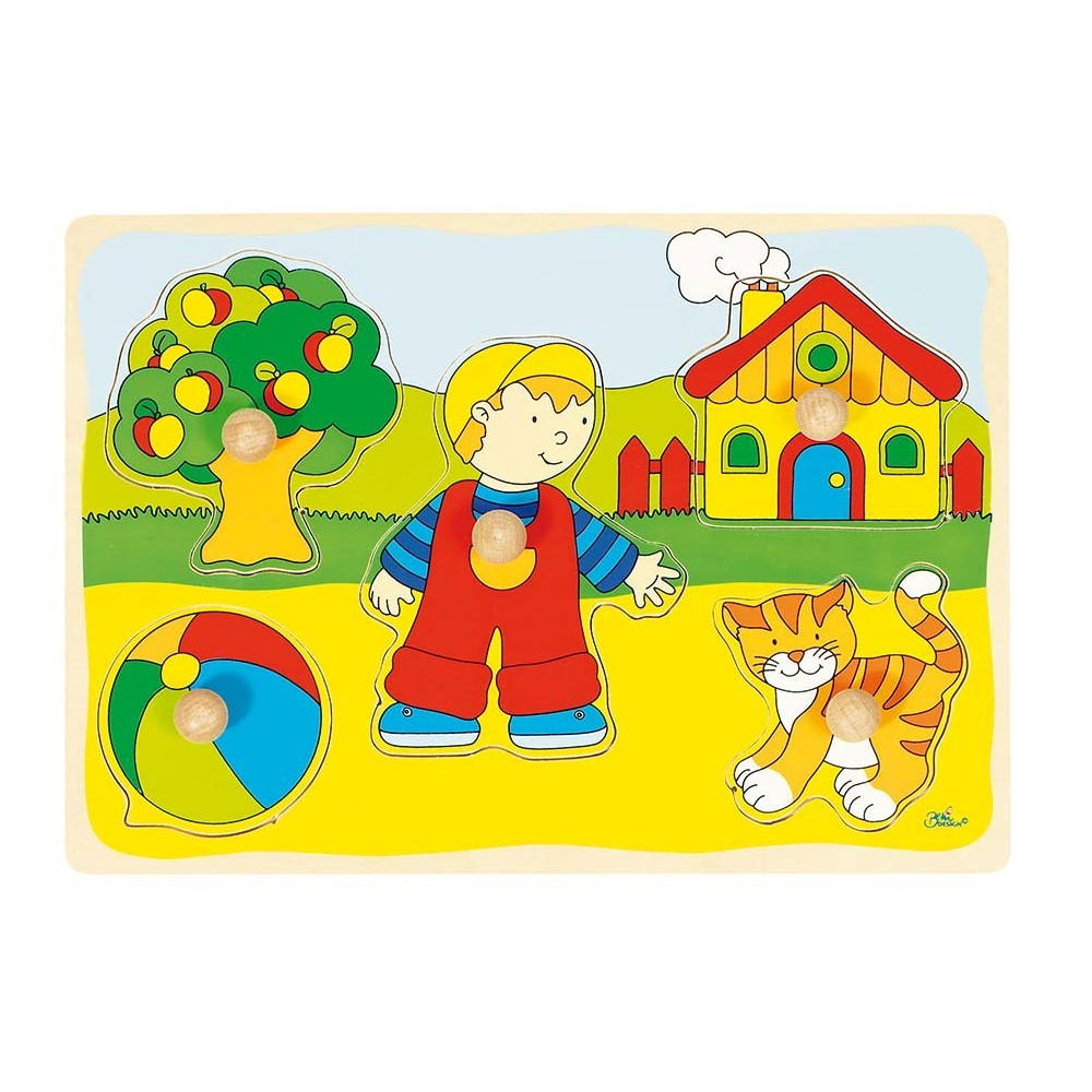 Puzzle din lemn Baietel si Pisicuta [1]