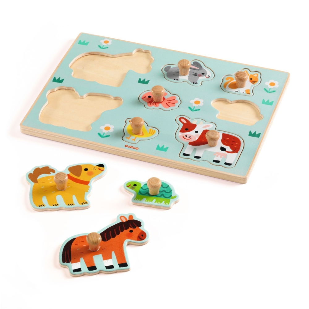 Puzzle din lemn cu butoni, Djeco Baiat, Fata, varsta 1 - 3 ani [3]