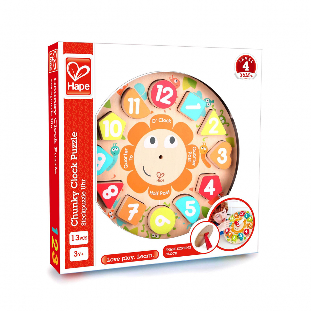 Puzzle din lemn cu ceas de jucarie pentru copii [3]