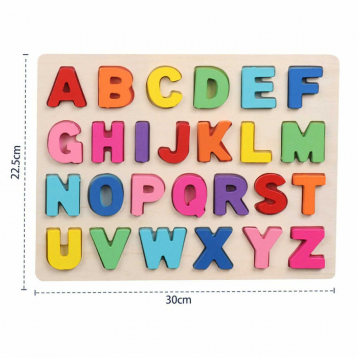Joc puzzle din lemn cu litere mari - Alfabet❤️ - micostore.ro [3]