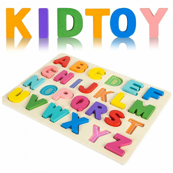 Joc puzzle din lemn cu litere mari - Alfabet❤️ - micostore.ro [5]
