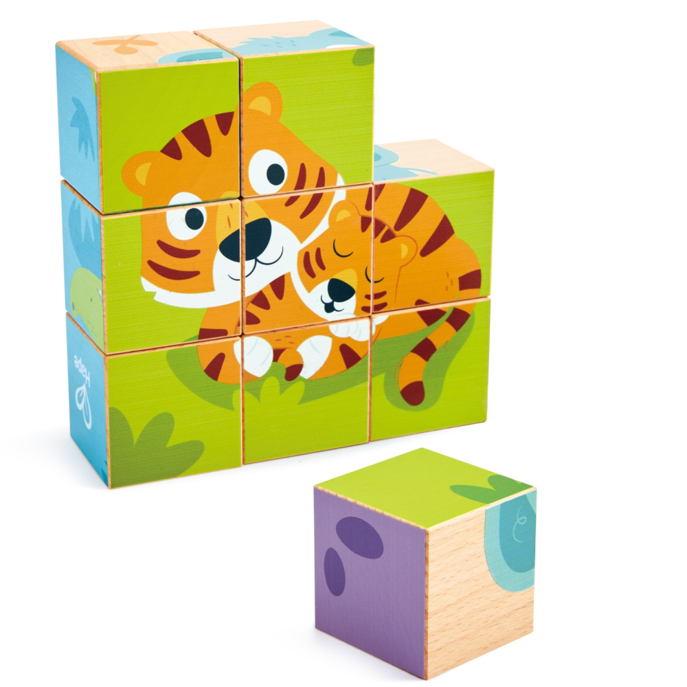 Puzzle din lemn cuburi - Animale salbatice 3 x 3 varsta 2 ani+ [2]