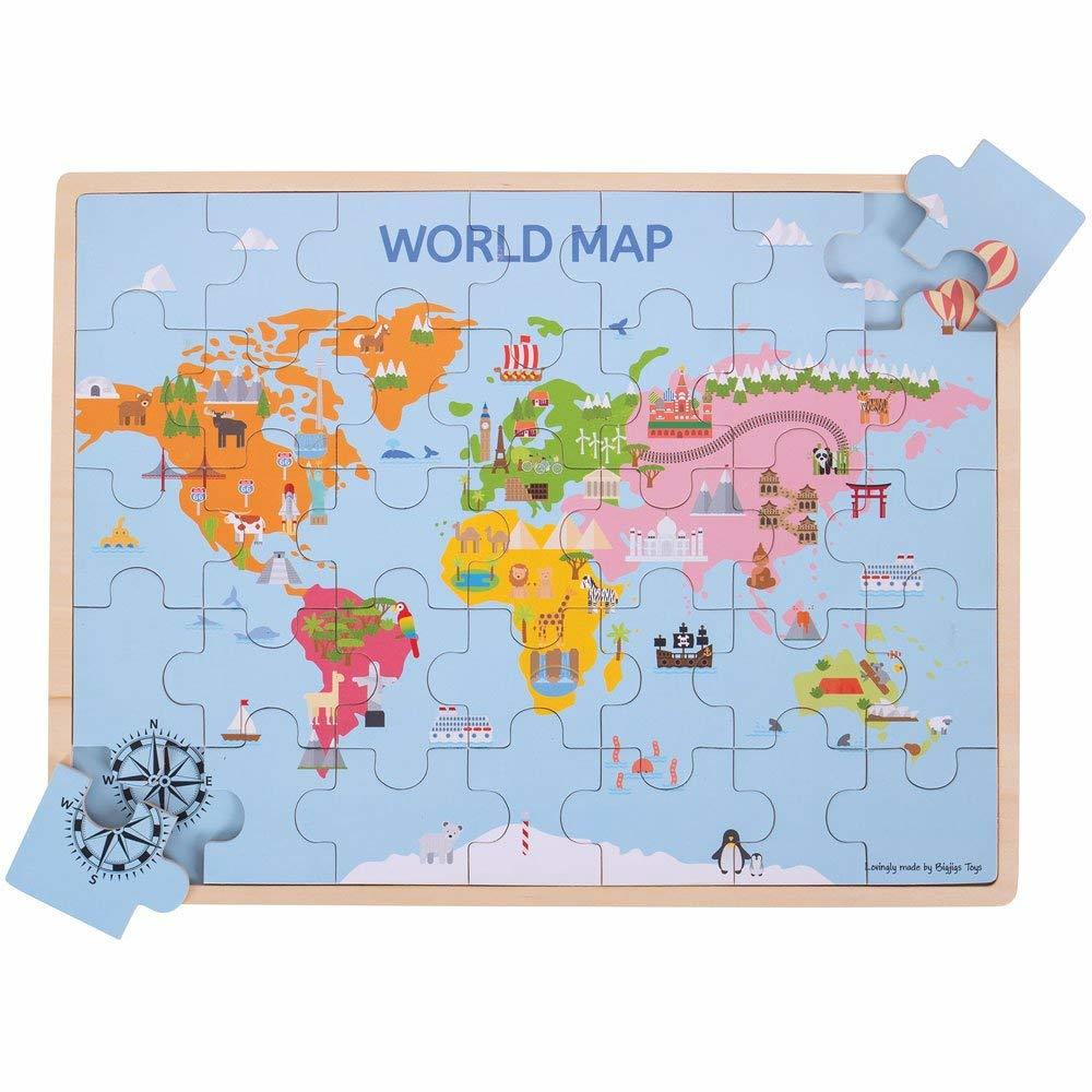 Puzzle din lemn - Harta lumii (35 piese) [2]