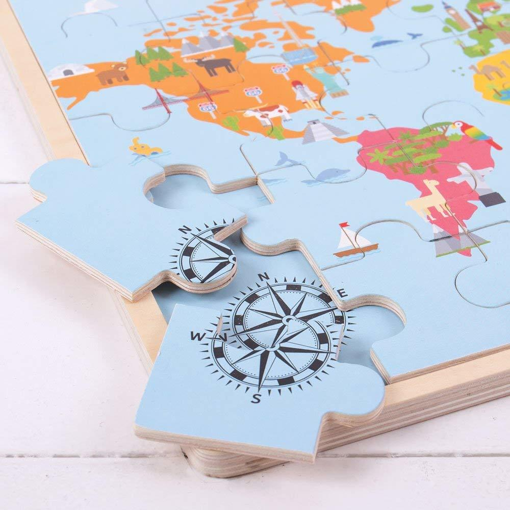 Puzzle din lemn - Harta lumii (35 piese) [3]