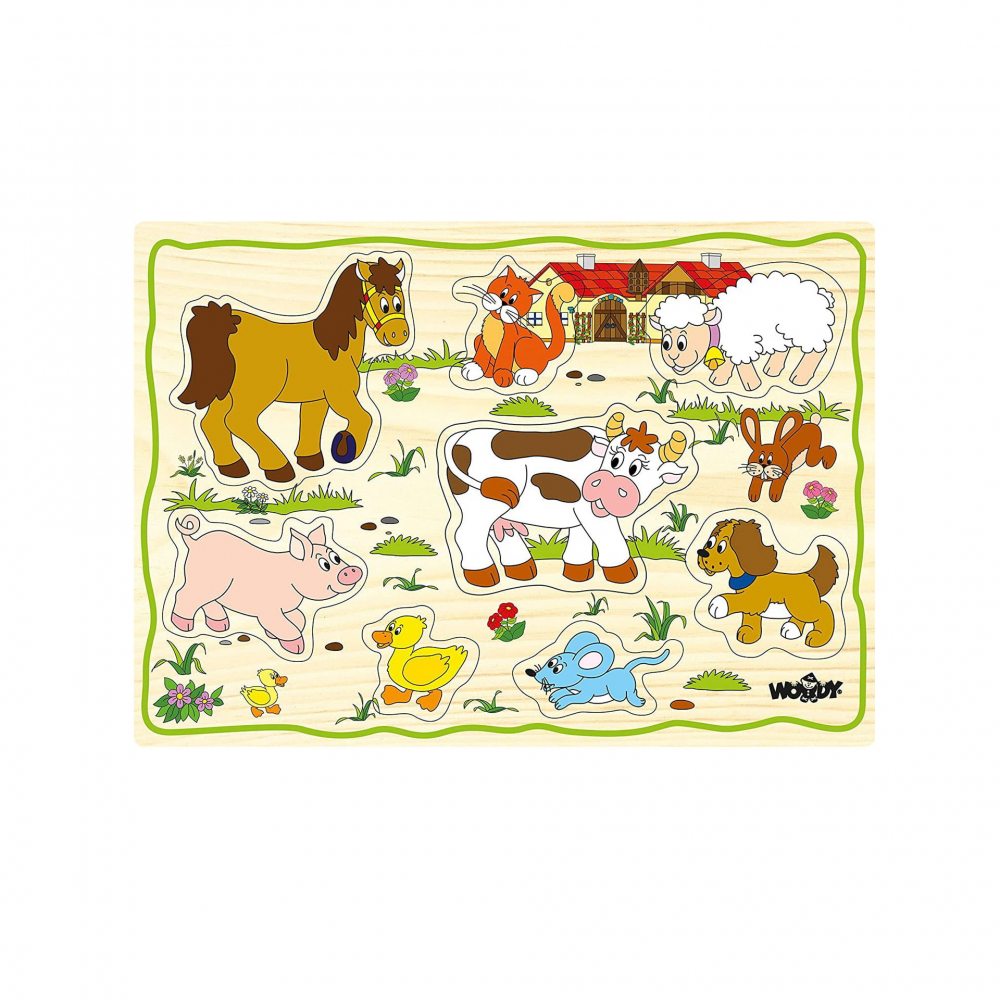 Puzzle din lemn pentru copii cu animale de la ferma [3]