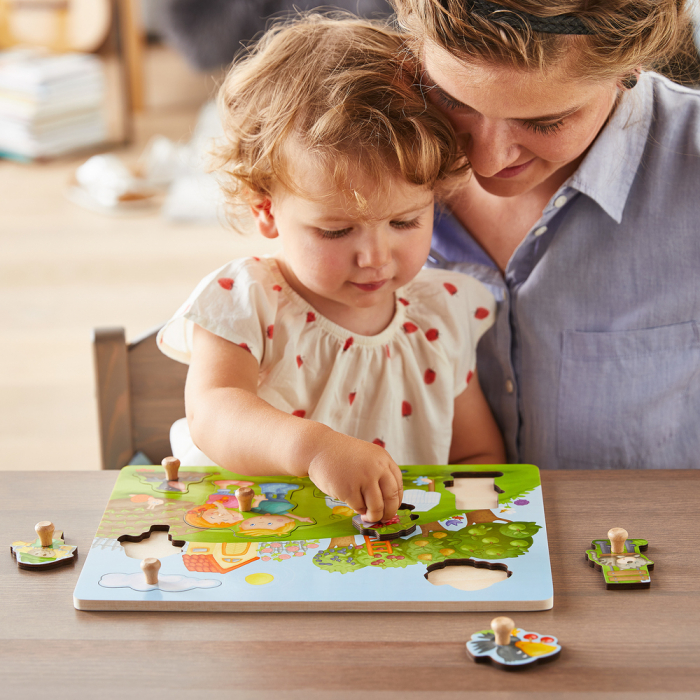 Puzzle de lemn cu maner, Livada ⭐ Puzzle Incastru pentru copii [2]