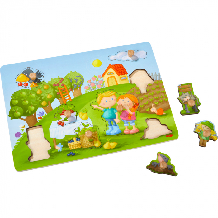 Puzzle de lemn cu maner, Livada ⭐ Puzzle Incastru pentru copii [3]