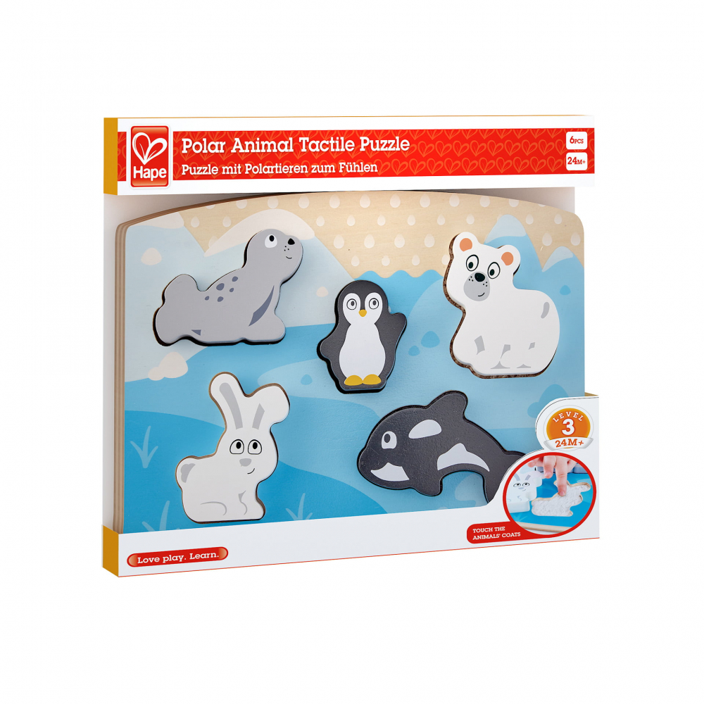 Puzzle din lemn tactil - Animale polare, copii varsta 2 ani+ [4]