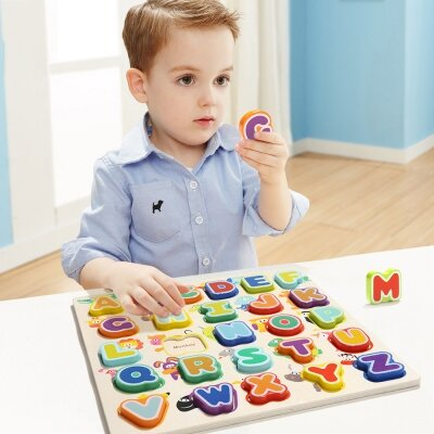 Puzzle lemn copii cu litere si ilustratii animale - micostore.ro [3]