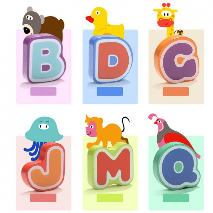 Puzzle lemn copii cu litere si ilustratii animale - micostore.ro [2]