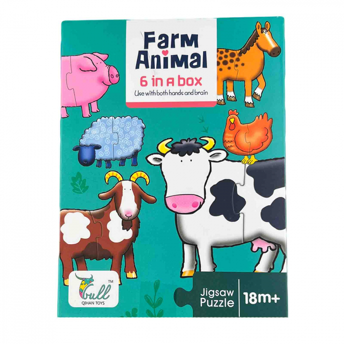 Puzzle educativ pentru copii, piese mari, Ferma, 12 piese [2]