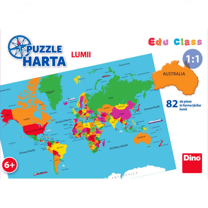 Puzzle pentru copii cu harta lumii, invata geografia si continentele. [3]