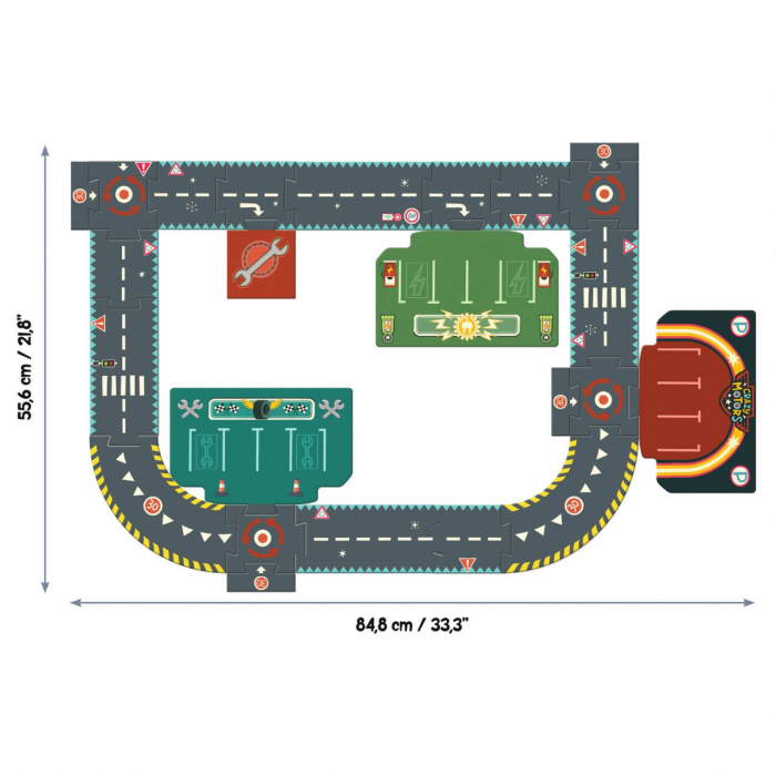 Circuit urban, Puzzle gigant, 24 piese, Djeco, varsta 3 - 6, 6 - 9 ani, Baiat [2]