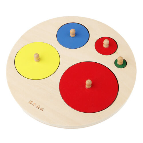 Joc lemn Montessori puzzle incastru cercuri cu maner. [1]