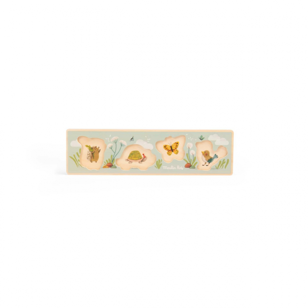 Puzzle incastru din lemn 4 animale, Moulin Roty, varsta 0 - 1 ani, Baiat, Fata [2]