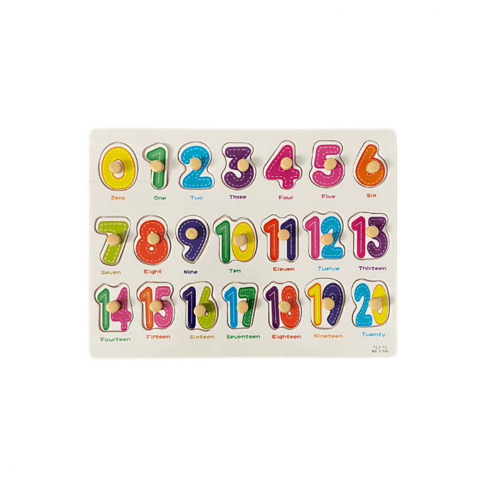 Puzzle incastru din lemn, cifre cu maner, 20 piese [2]