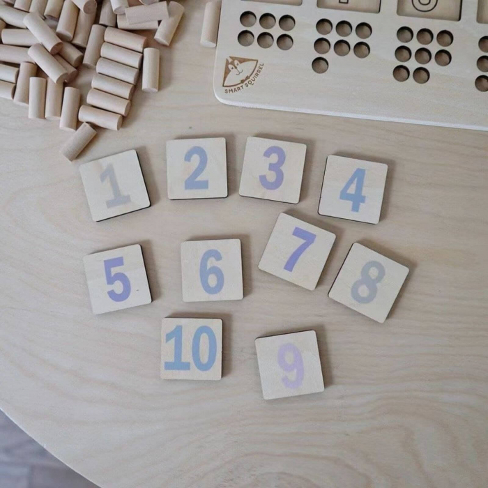 Jucarii Montessori din Lemn ⭐ Puzzle cu Cifre si Pioni [5]