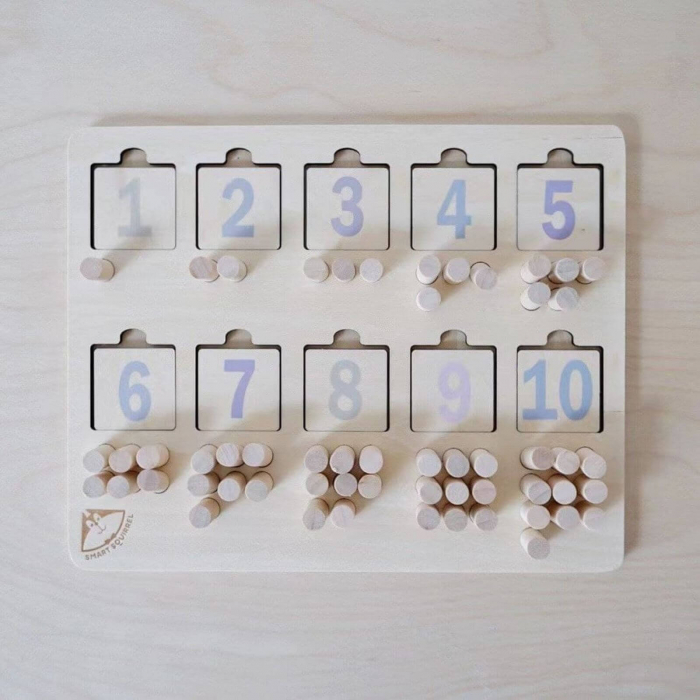 Jucarii Montessori din Lemn ⭐ Puzzle cu Cifre si Pioni [6]