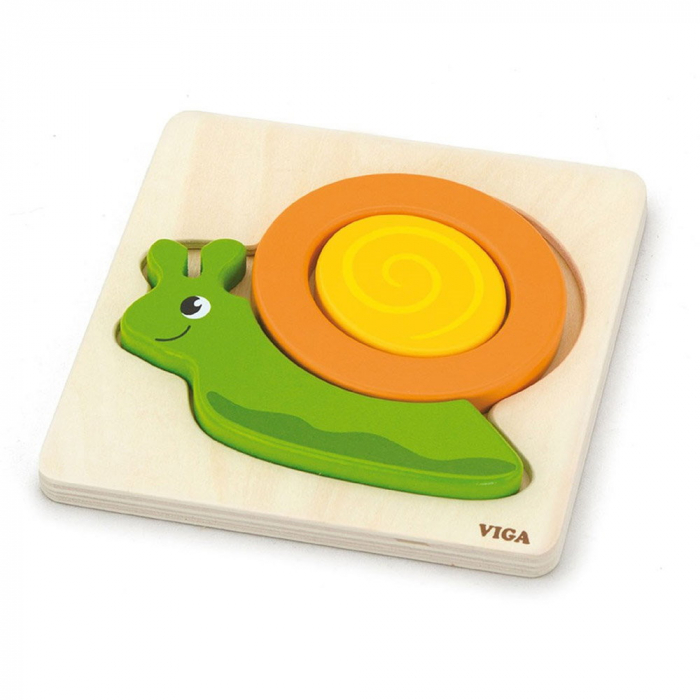 Puzzle incastru din lemn, Melc, 0-2 ani [1]