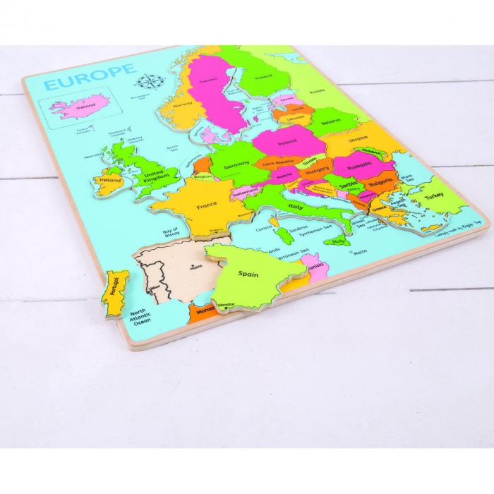 Puzzle din lemn pentru copii cu harta Europei, invata tarile, continentul. [2]
