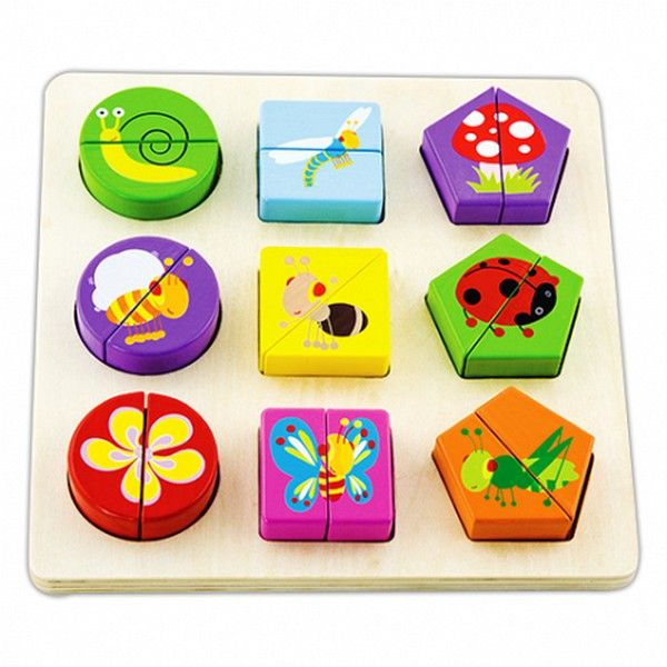Puzzle incastru din lemn, Insecte, 9 piese [1]