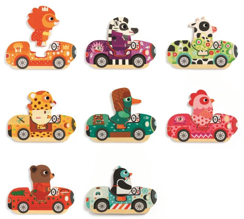 Puzzle interschimbabil Vehicule colorate, Djeco [2]