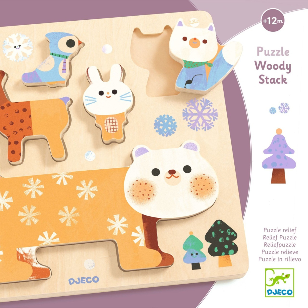 Puzzle lemn animale simpatice, Djeco Baiat, Fata, varsta 1 - 3 ani, 3 - 6 ani [5]