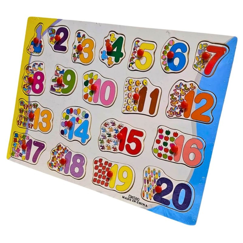 Puzzle lemn educativ - Invata cifre, fructe, obiecte, 3+ ani, Colorarte, DX580 [2]