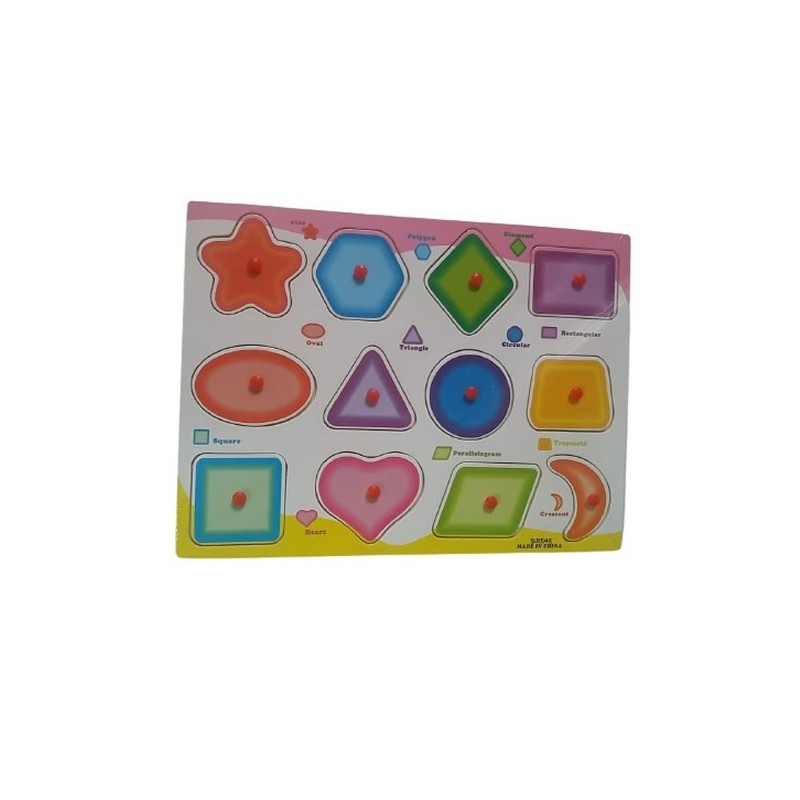 Puzzle lemn educativ - Invata figuri geometrice colorate, 12 piese, 3+ ani, Colorarte, ZKB082 [2]