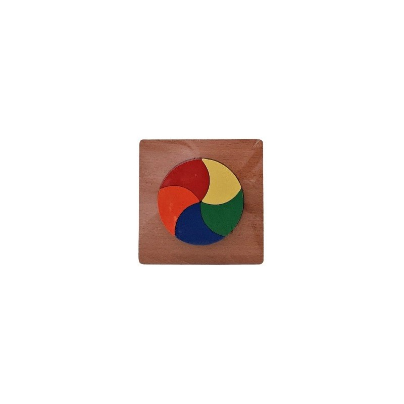 Puzzle lemn educativ - Tangram Cerc colorat, 5 piese, 3+ ani, Colorarte [1]