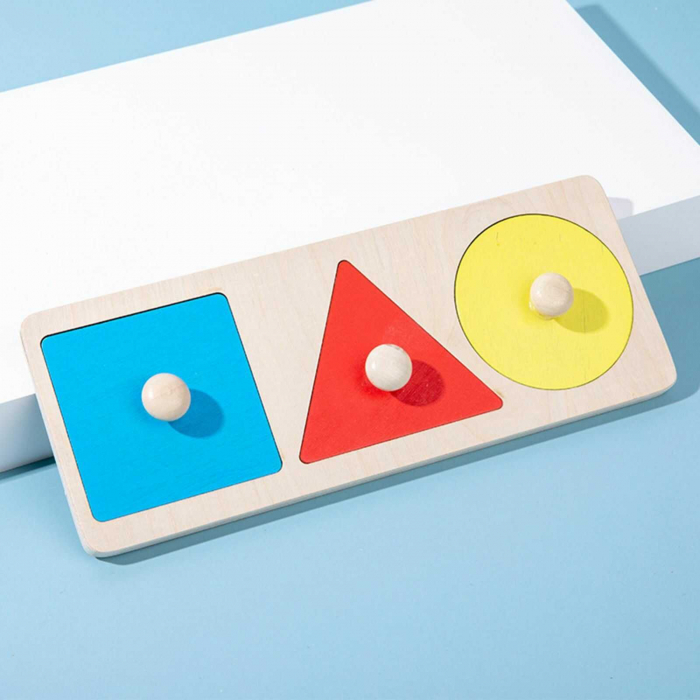 Puzzle lemn Montessori forme geometrice cu maner [4]