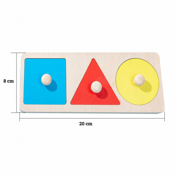 Puzzle lemn Montessori forme geometrice cu maner [3]