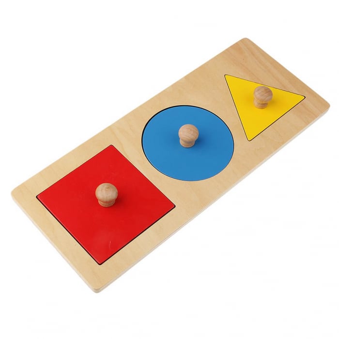 Puzzle lemn Montessori forme geometrice cu maner. [3]