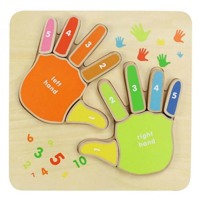 Puzzle lemn invata mainile si degetele, jucarie Montessori. [1]