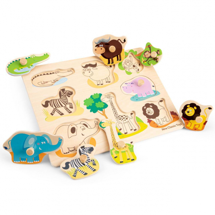 Puzzle incastru lemn, Safari, 9 piese cu maner [5]