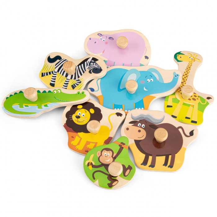 Puzzle incastru lemn, Safari, 9 piese cu maner [3]