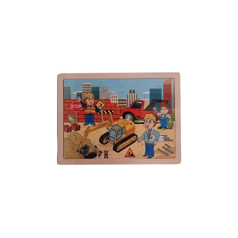 Puzzle lemn - Santier in lucru excavator, 24 piese, Colorarte [1]