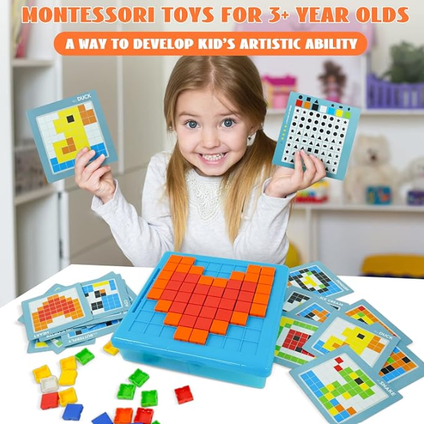 Puzzle logic si mozaic STEM copii, 175 piese si 20 sabloane, 3 ani+ [3]