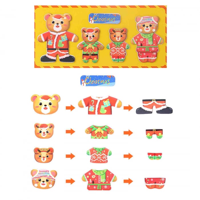 Puzzle magnetic din lemn, Imbraca Ursuletii - Micostore.ro [5]