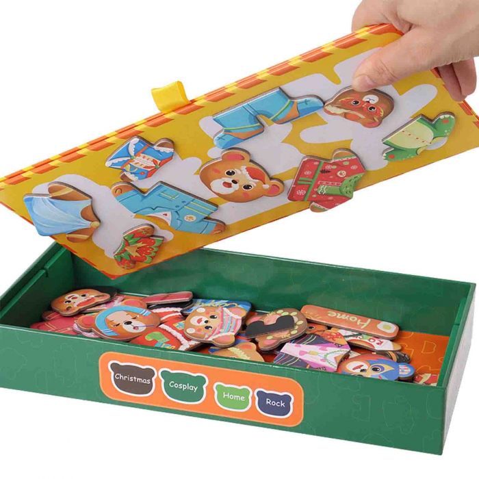 Puzzle magnetic din lemn, Imbraca Ursuletii - Micostore.ro [7]