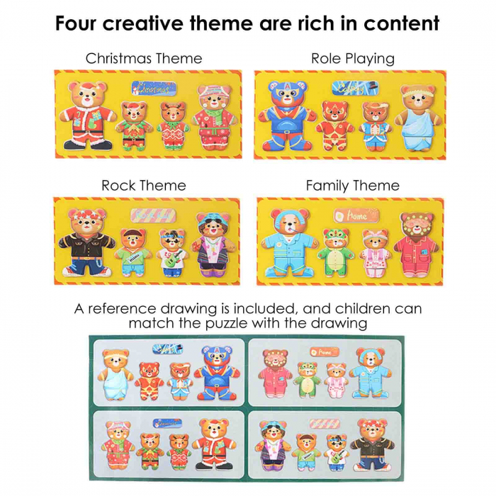 Puzzle magnetic din lemn, Imbraca Ursuletii - Micostore.ro [2]