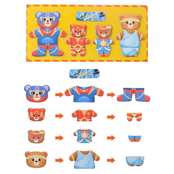Puzzle magnetic din lemn, Imbraca Ursuletii - Micostore.ro [6]