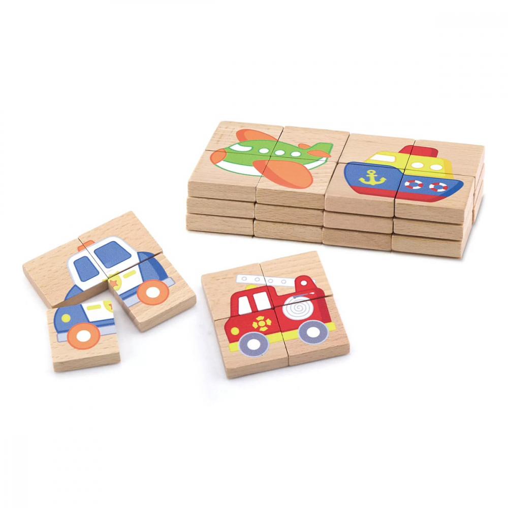 Puzzle magnetic din lemn, Mijloace de transport, 2-5 ani [3]